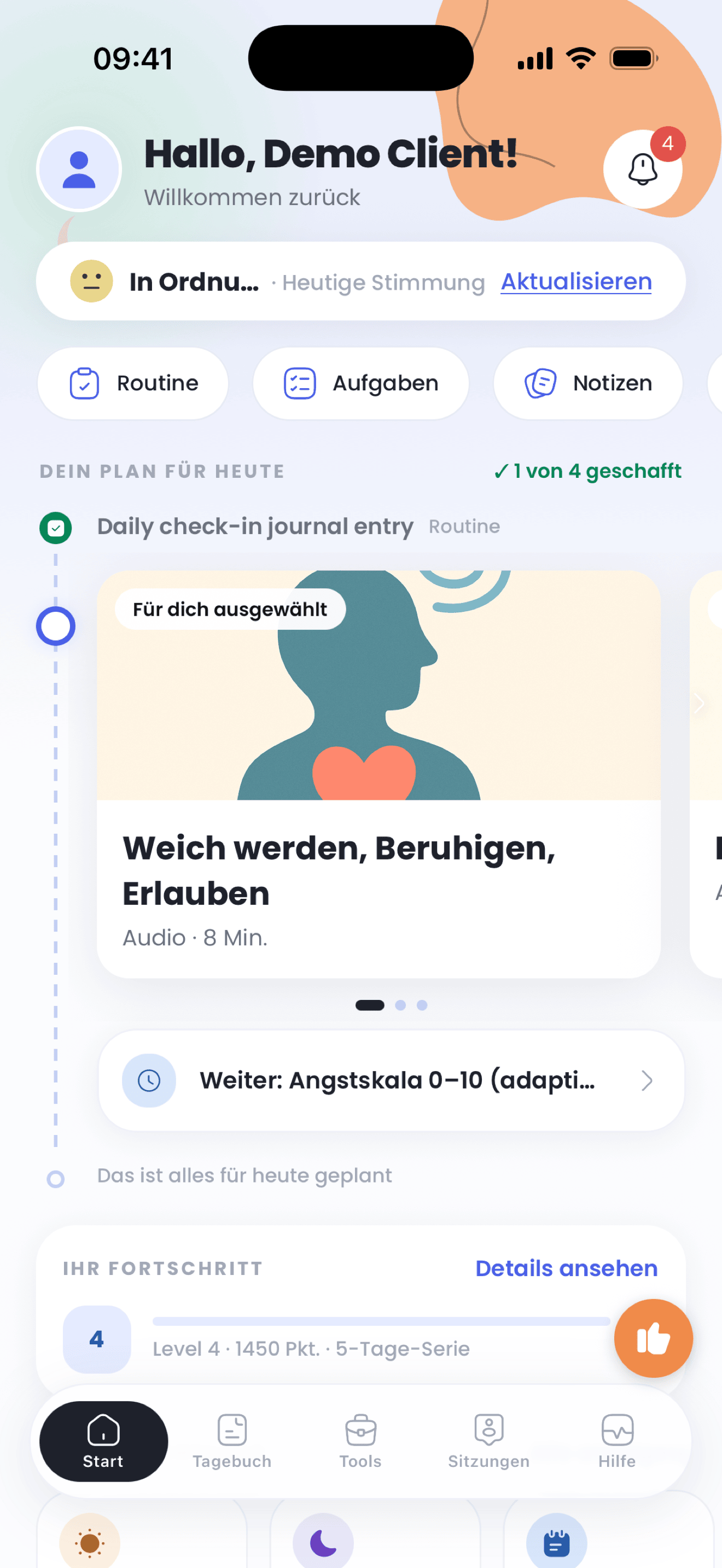 Tägliche mentale Unterstützung in deiner App
