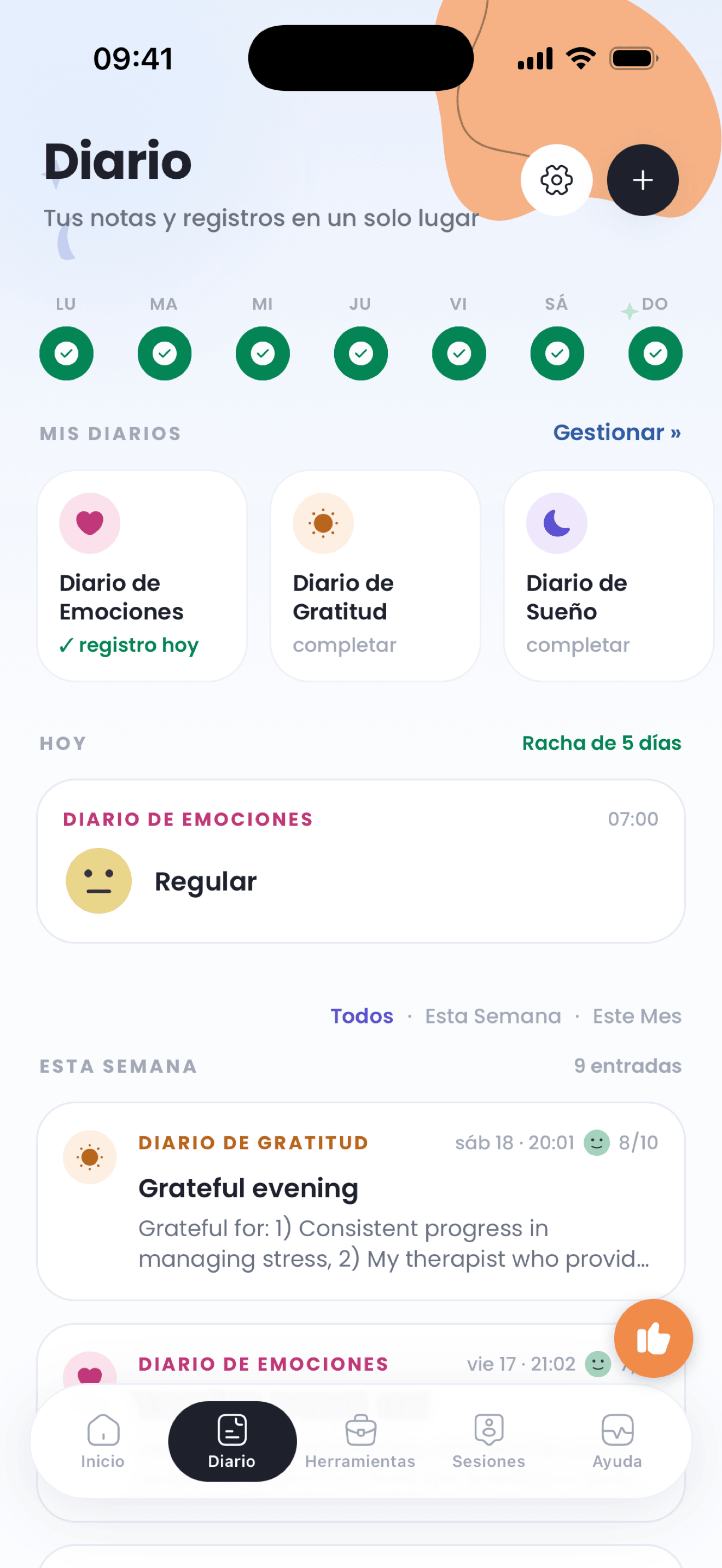 Apoyo emocional diario en tu app